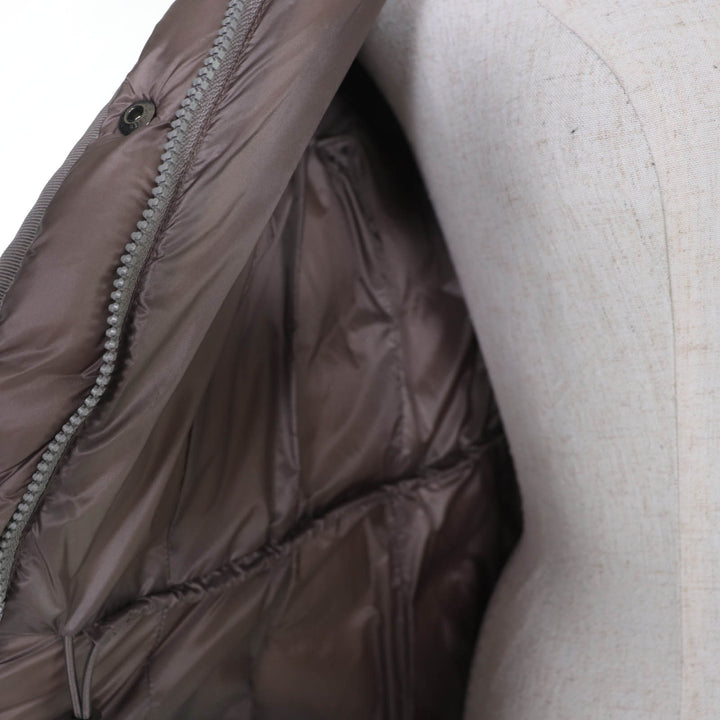 美品☆MONCLER モンクレール HERMINE エルミンヌ ロゴワッペン・フード付 ダウンコート ライトブラウン 0 正規品 レディース