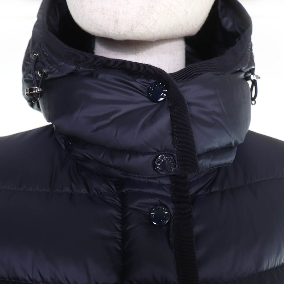 極美品☆MONCLER モンクレール HERMINE エルミンヌ ロゴワッペン・フード付 ダウンコート ネイビー 00 正規品 レディース