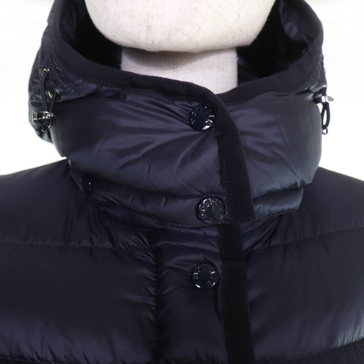 極美品☆MONCLER モンクレール HERMINE エルミンヌ ロゴワッペン・フード付 ダウンコート ネイビー 00 正規品 レディース