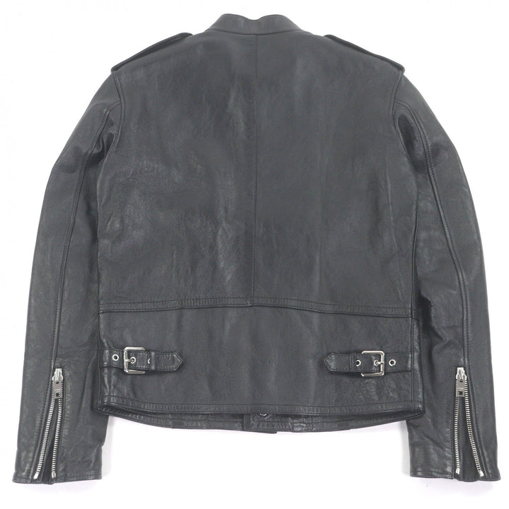 極美品□CELINE セリーヌ 2EH95619V 中綿入り スタンドカラー ラムレザー シングルライダースジャケット ブラック 44 イタリア製 正規品