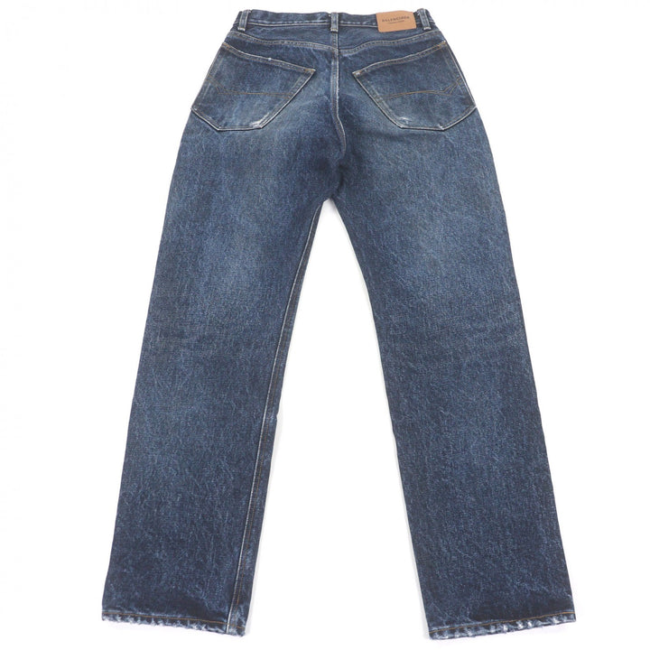 極美品□BALENCIAGA バレンシアガ 23SS 724715 RELAXED JEANS DEEP BLUE ボタンフライ デニムパンツ インディゴブルー 32 正規品 メンズ