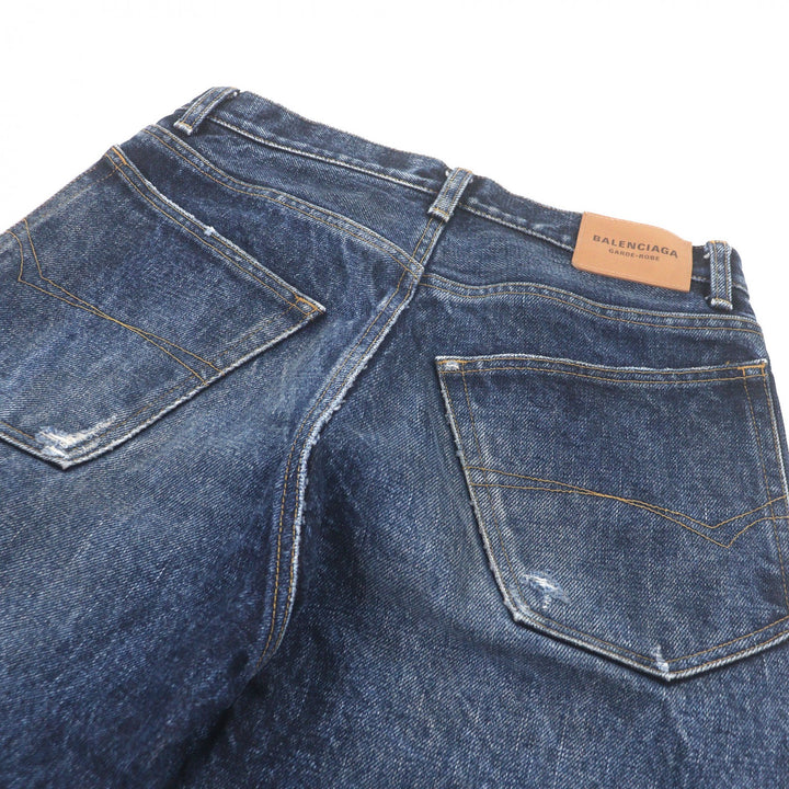 極美品□BALENCIAGA バレンシアガ 23SS 724715 RELAXED JEANS DEEP BLUE ボタンフライ デニムパンツ インディゴブルー 32 正規品 メンズ