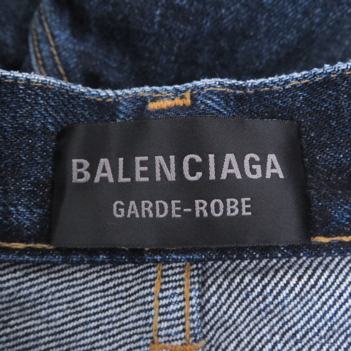 極美品□BALENCIAGA バレンシアガ 23SS 724715 RELAXED JEANS DEEP BLUE ボタンフライ デニムパンツ インディゴブルー 32 正規品 メンズ