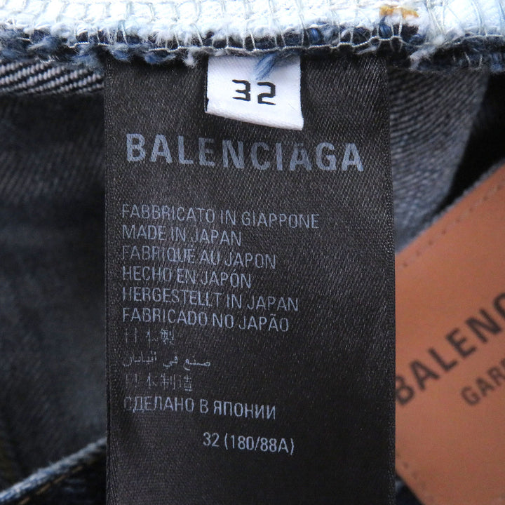 極美品□BALENCIAGA バレンシアガ 23SS 724715 RELAXED JEANS DEEP BLUE ボタンフライ デニムパンツ インディゴブルー 32 正規品 メンズ