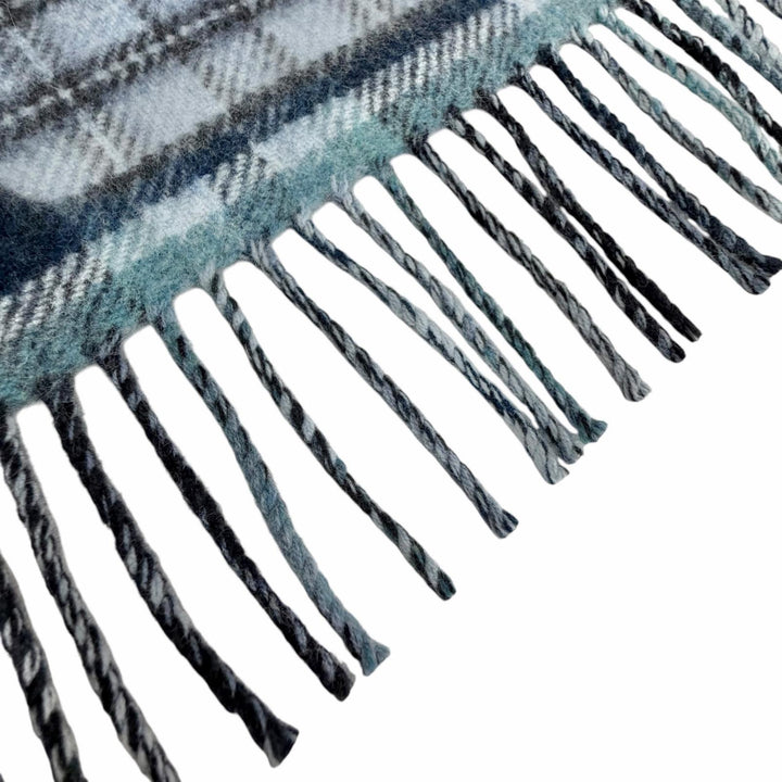 未使用品◇HERMES エルメス エシェック オ ロワ タータン カシミヤ100％ シエル ブルーマリン セラドン ロゴ刺繍 フリンジ付 マフラー