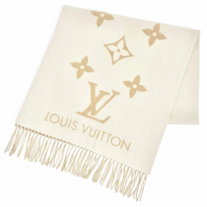 極美品△LOUIS VUITTON ルイヴィトン 2025年製 M78123 マフラー レイキャビック カシミヤ100％ モノグラム ジャイアント パターン 正規品