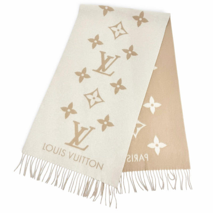 極美品△LOUIS VUITTON ルイヴィトン 2025年製 M78123 マフラー レイキャビック カシミヤ100％ モノグラム ジャイアント パターン 正規品