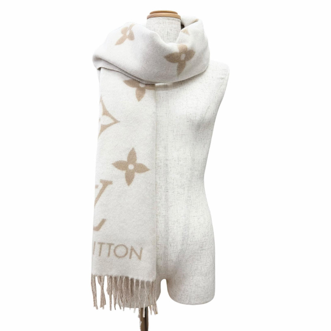 極美品△LOUIS VUITTON ルイヴィトン 2025年製 M78123 マフラー レイキャビック カシミヤ100％ モノグラム ジャイアント パターン 正規品