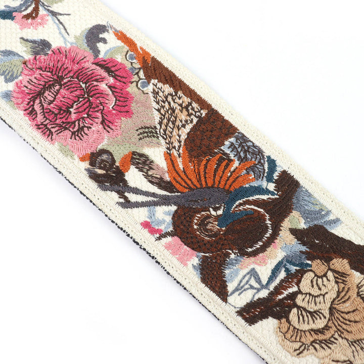 極美品△Christian Dior クリスチャンディオール キャンバス レザー 花柄刺繍 ロゴエンブロイダリー ショルダーストラップ ベージュ 黒