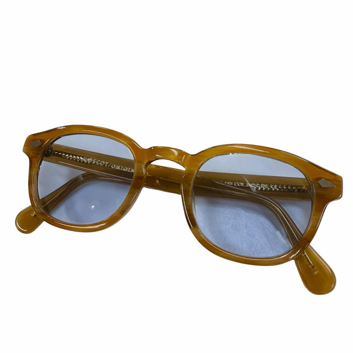 極美品▼MOSCOT モスコット LEMTOSH レムトッシュ ウェリントン アイウェア サングラス クリアブラウン シルバー 46□24-145 メンズ