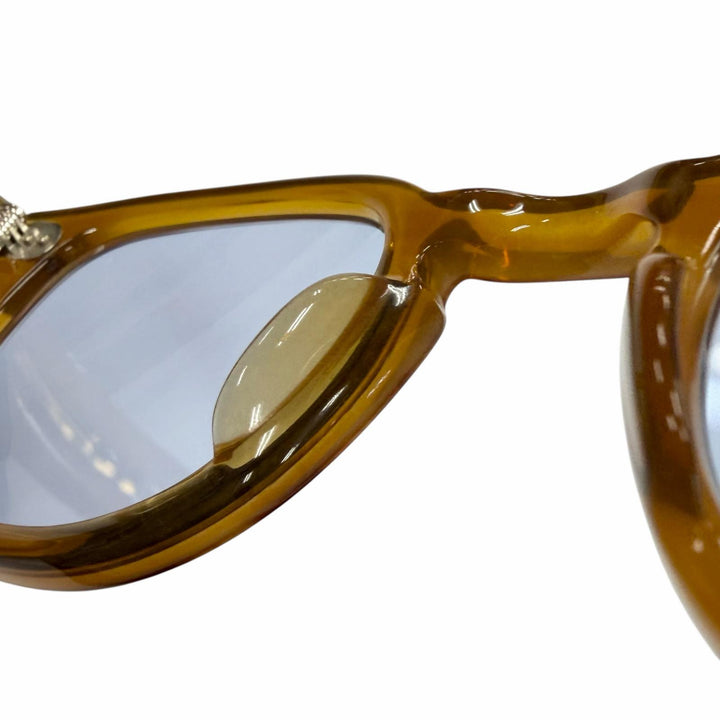 極美品▼MOSCOT モスコット LEMTOSH レムトッシュ ウェリントン アイウェア サングラス クリアブラウン シルバー 46□24-145 メンズ