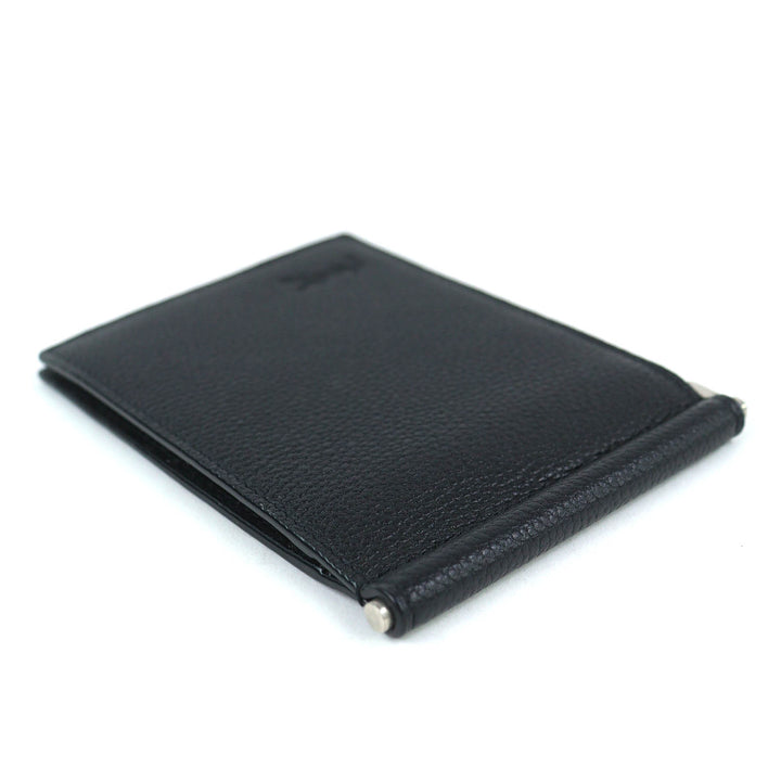 極美品△SAINT LAURENT PARIS サンローランパリ 691633 ロゴ レザー 二つ折り カードケース ビルクリップ ウォレット 現行品 定価71500円