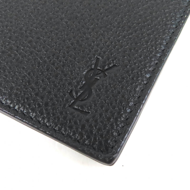 極美品△SAINT LAURENT PARIS サンローランパリ 691633 ロゴ レザー 二つ折り カードケース ビルクリップ ウォレット 現行品 定価71500円