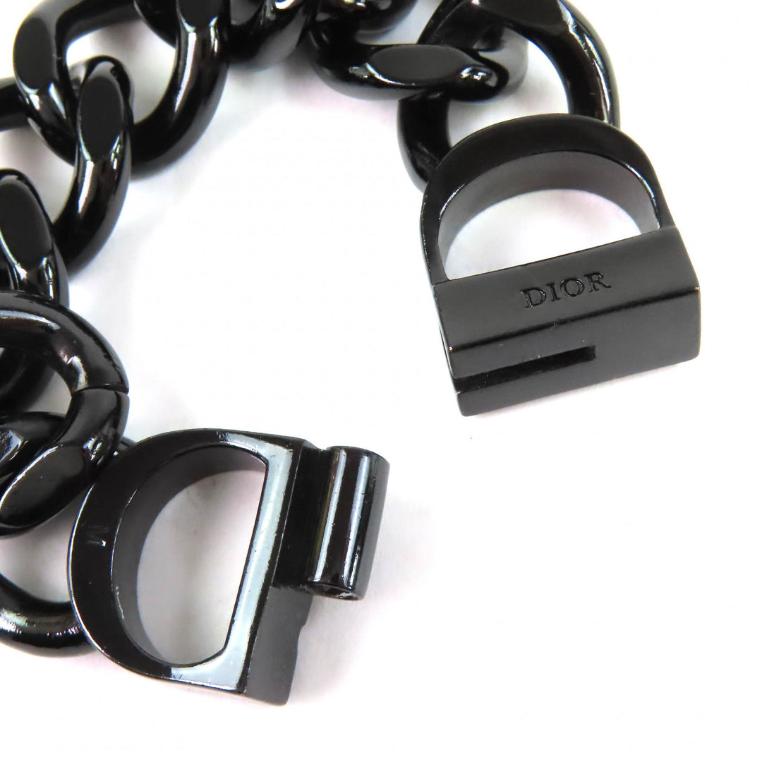 美品△DIOR ディオール CD ICON チェーンリンク ブレスレット アクセサリー ブラック レディース オススメ◎