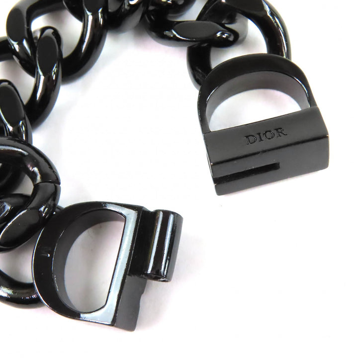 美品△DIOR ディオール CD ICON チェーンリンク ブレスレット アクセサリー ブラック レディース オススメ◎