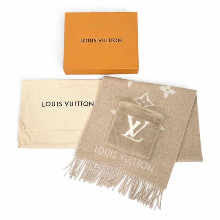 美品△LOUIS VUITTON ルイヴィトン M74354 エシャルプ コールド レイキャビック カシミヤ ミンクファー マフラー ベージュ 正規品 箱付き