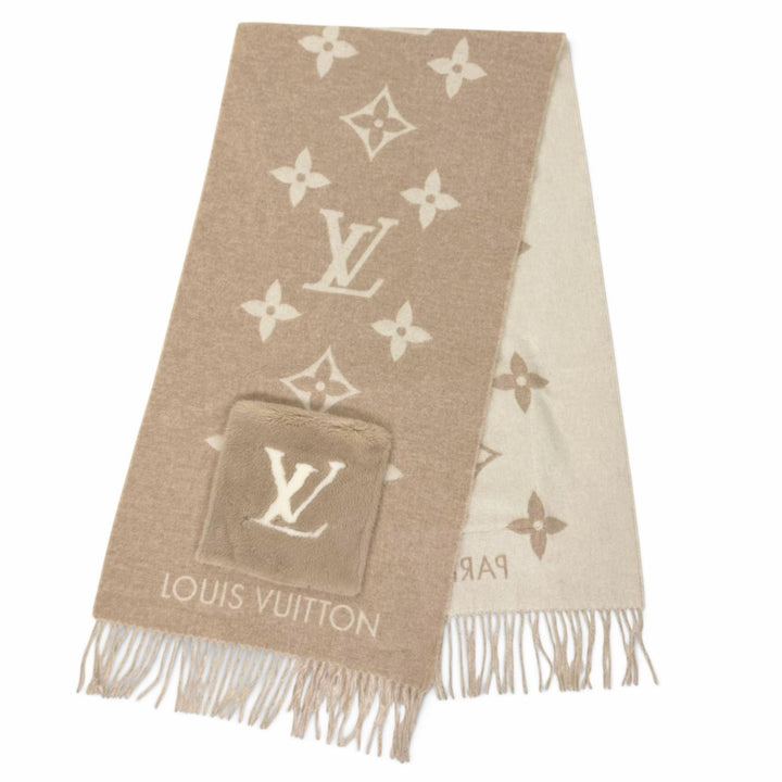 美品△LOUIS VUITTON ルイヴィトン M74354 エシャルプ コールド レイキャビック カシミヤ ミンクファー マフラー ベージュ 正規品 箱付き