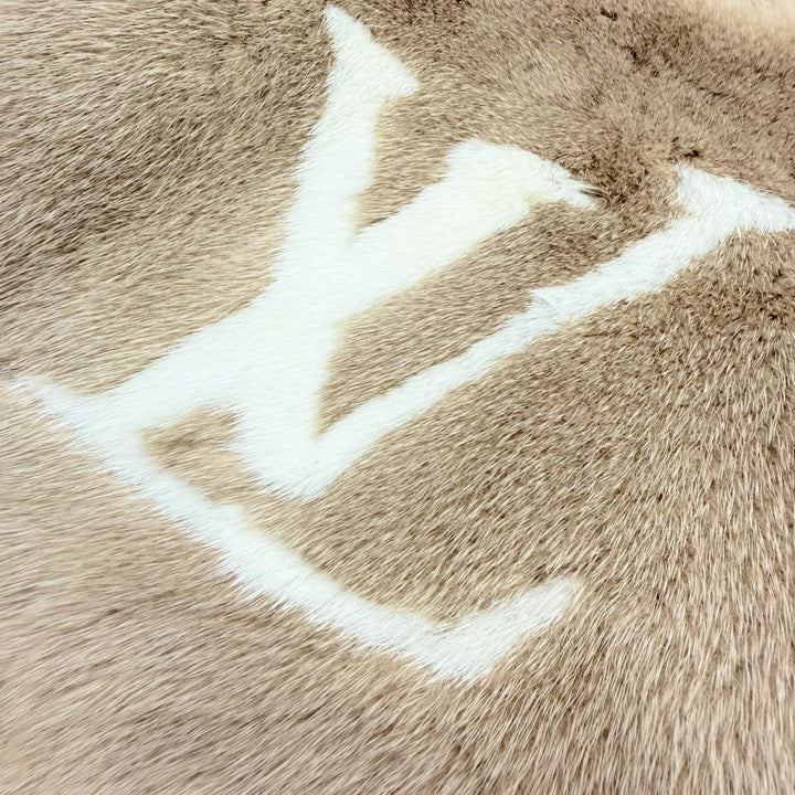 美品△LOUIS VUITTON ルイヴィトン M74354 エシャルプ コールド レイキャビック カシミヤ ミンクファー マフラー ベージュ 正規品 箱付き