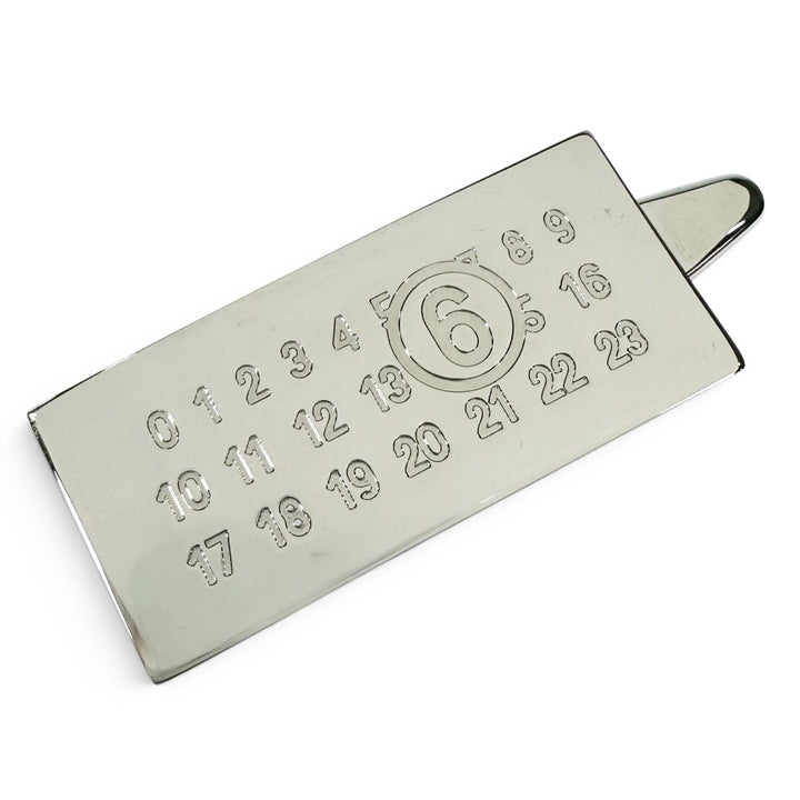 極美品▲MM6 Maison Margiela エムエムシックス メゾンマルジェラ SM6TW0014 ナンバリングロゴ ヘアクリップ ヘアアクセサリー シルバー