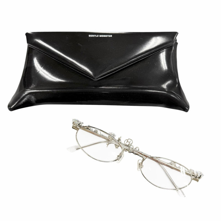 美品▼GENTLE MONSTER DHEYGERE ジェントルモンスター ディヘラ PIERCED ビリーアイリッシュ着用モデル メガネ 眼鏡 アイウェア シルバー