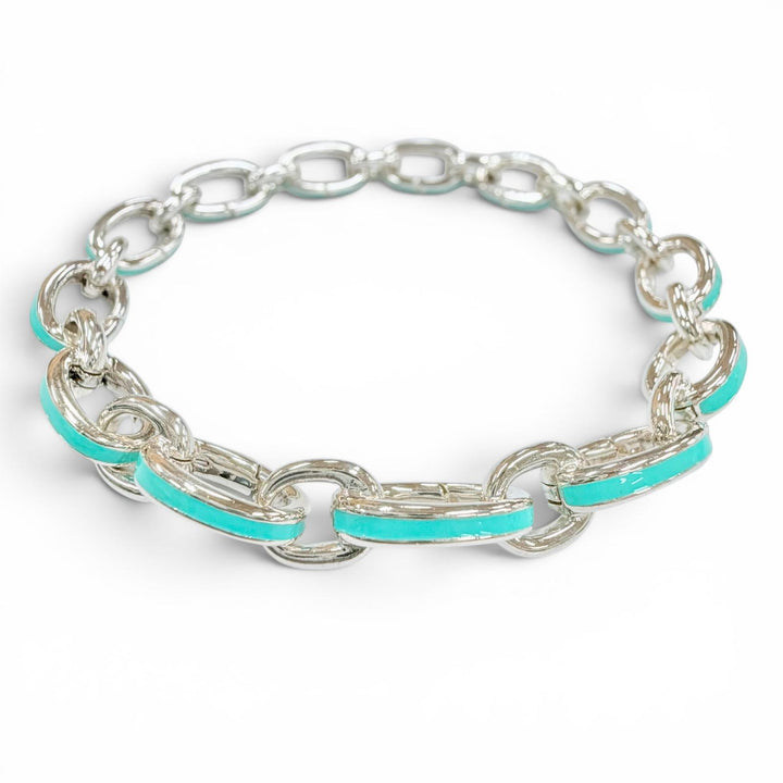 極美品◇TIFFANY&amp;Co. ティファニー クラスピングリンク 925 全長約18cm ブレスレット シルバー ブルー 伊製 重量23.7g レディース メンズ