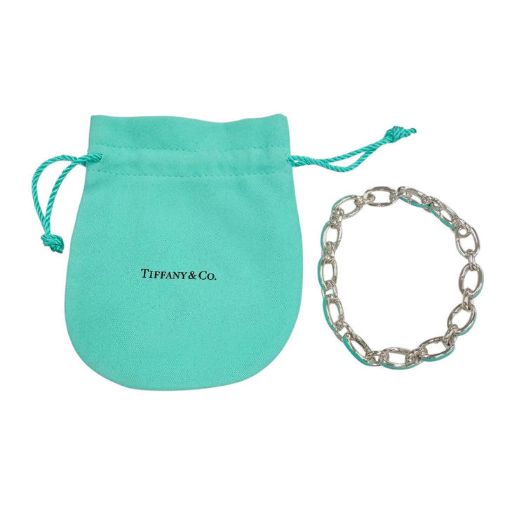 極美品◇TIFFANY&amp;Co. ティファニー クラスピングリンク 925 全長約18cm ブレスレット シルバー ブルー 伊製 重量23.7g レディース メンズ