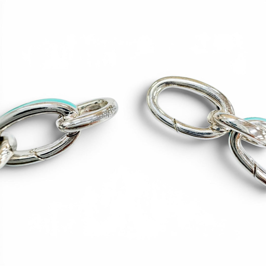 極美品◇TIFFANY&amp;Co. ティファニー クラスピングリンク 925 全長約18cm ブレスレット シルバー ブルー 伊製 重量23.7g レディース メンズ