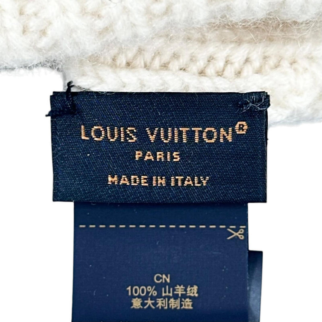 美品▲LOUIS VUITTON ルイヴィトン 2023年製 M77882 ビーニー・LV スパーク カシミヤ100% ニットキャップ ホワイト 伊製 正規品 レディース