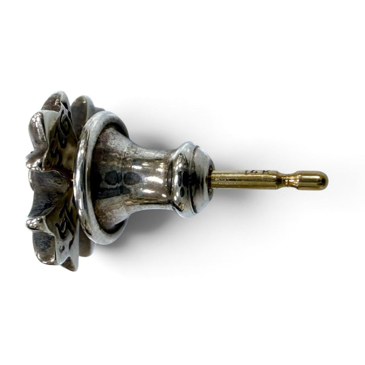 極美品▼CHROME HEARTS クロムハーツ No2 CH PLS CHプラス スタッド 925 ポスト14K ピアス シルバー 重量0.8g メンズ 箱・保存袋付き