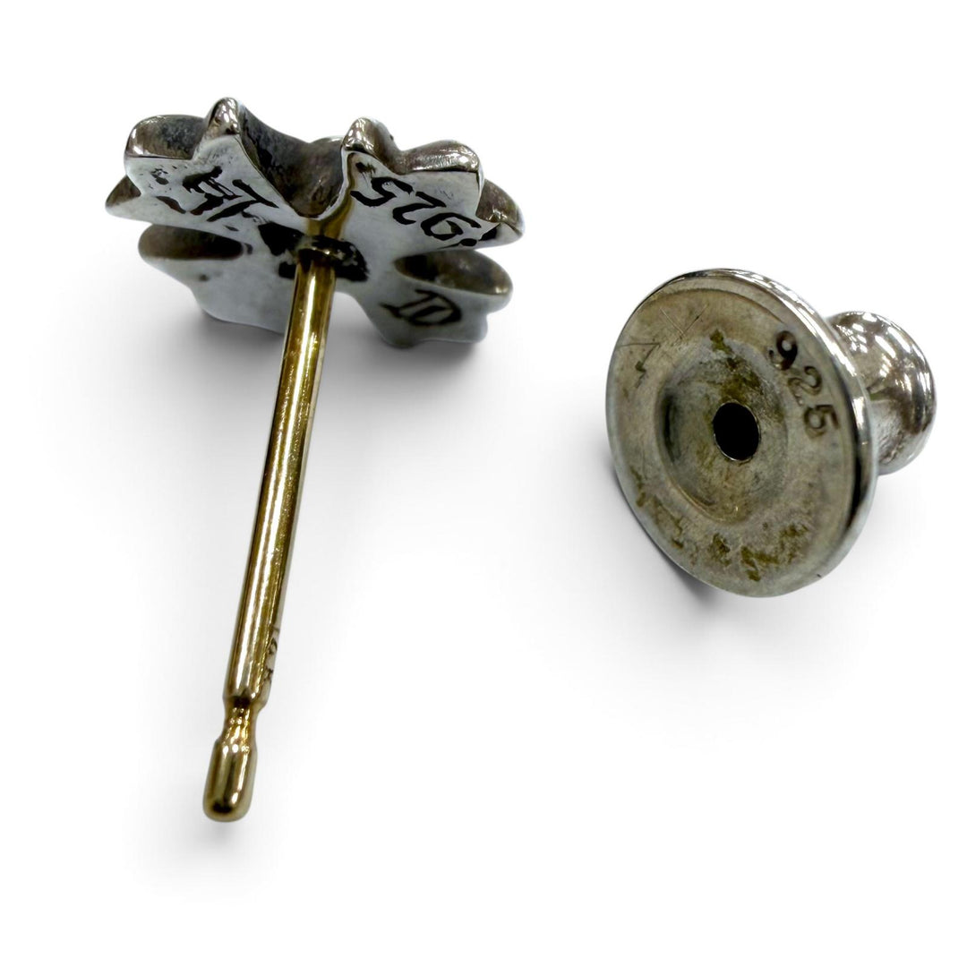 極美品▼CHROME HEARTS クロムハーツ No2 CH PLS CHプラス スタッド 925 ポスト14K ピアス シルバー 重量0.8g メンズ 箱・保存袋付き