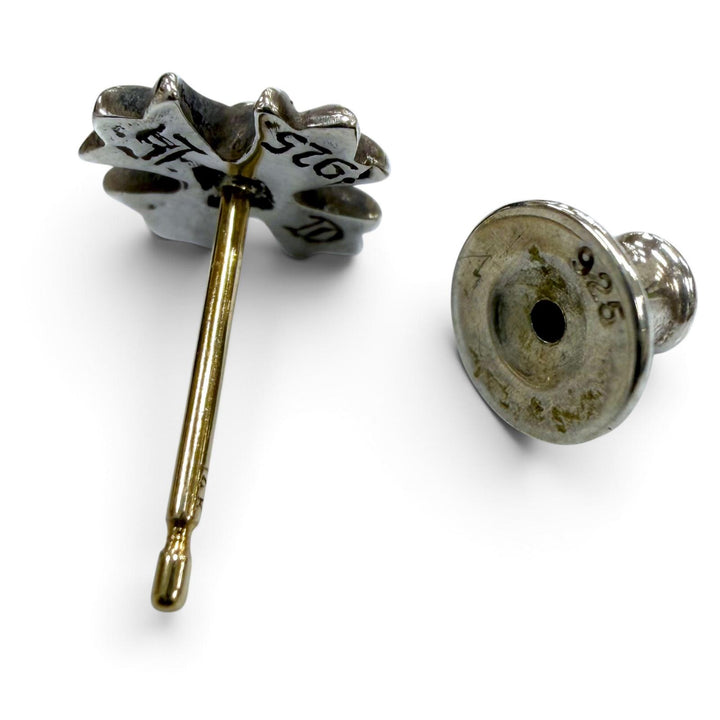 極美品▼CHROME HEARTS クロムハーツ No2 CH PLS CHプラス スタッド 925 ポスト14K ピアス シルバー 重量0.8g メンズ 箱・保存袋付き