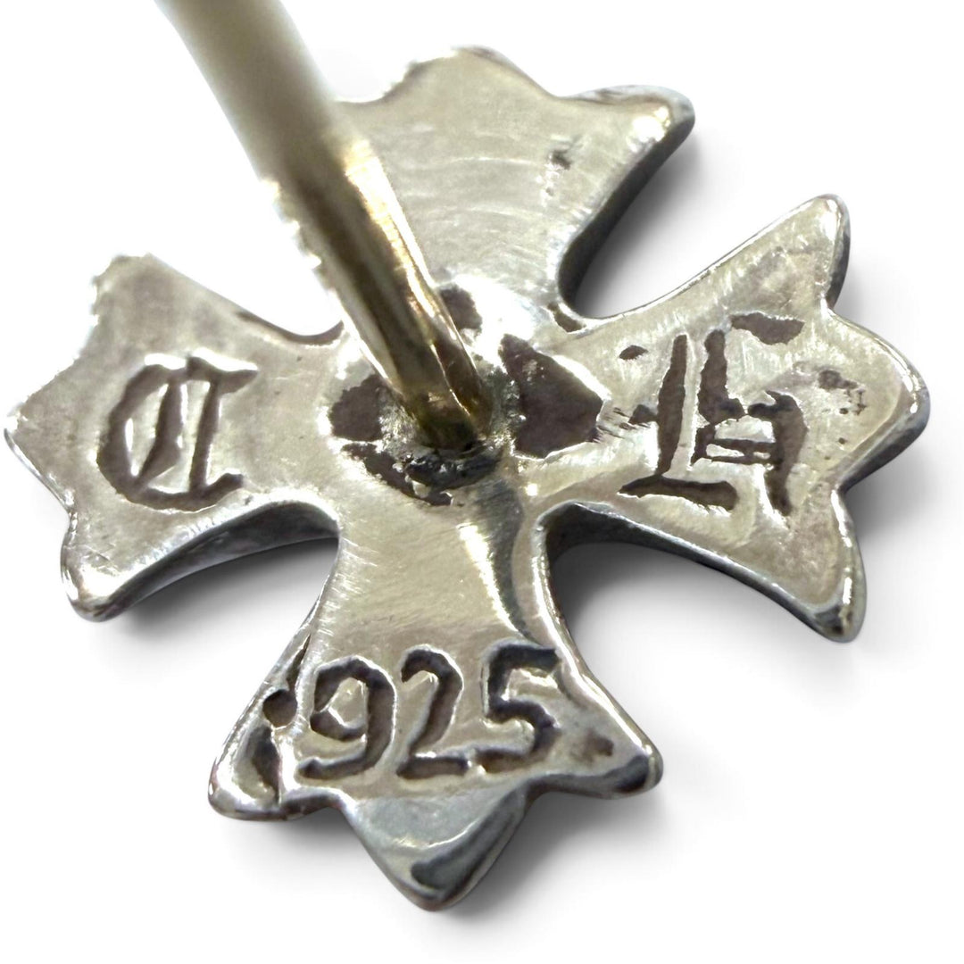 極美品▼CHROME HEARTS クロムハーツ No2 CH PLS CHプラス スタッド 925 ポスト14K ピアス シルバー 重量0.8g メンズ 箱・保存袋付き