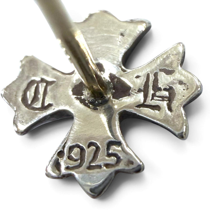 極美品▼CHROME HEARTS クロムハーツ No2 CH PLS CHプラス スタッド 925 ポスト14K ピアス シルバー 重量0.8g メンズ 箱・保存袋付き