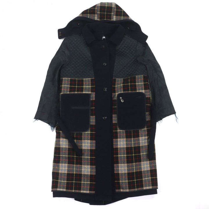 未使用品▼Maison Margiela メゾンマルジェラ 22SS S30AA0178 中綿入り リバーシブル パッチワーク フーデッド ロングコート 44 正規品