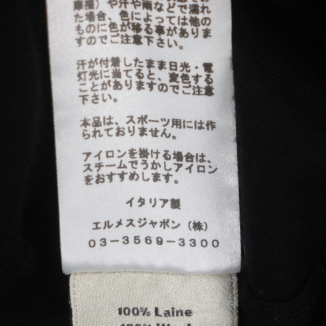極美品▼HERMES エルメス ウール100% クルーネック ロングスリーブ プルオーバー ハイゲージニット セーター ブラック XS 正規品 メンズ