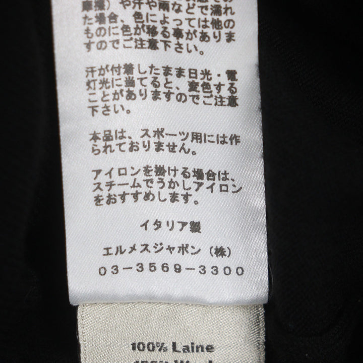 極美品▼HERMES エルメス ウール100% クルーネック ロングスリーブ プルオーバー ハイゲージニット セーター ブラック XS 正規品 メンズ