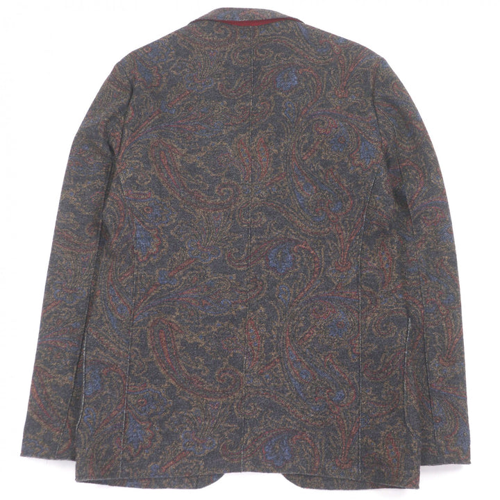 極美品□ETRO エトロ ウール100％ ペイズリー柄 シングル アンコンジャケット テーラードジャケット マルチカラー 50 イタリア製 正規品
