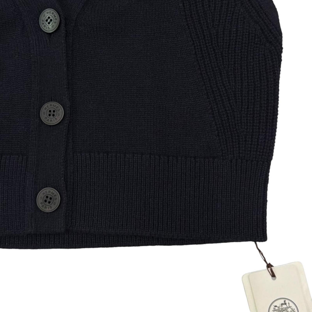 未使用品▲HERMES エルメス 2024SS 4E2721D1 カシミヤ100% セリエボタン ニット ベスト ネイビー 36 イタリア製 正規品 レディース