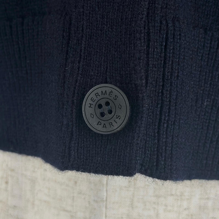 未使用品▲HERMES エルメス 2024SS 4E2721D1 カシミヤ100% セリエボタン ニット ベスト ネイビー 36 イタリア製 正規品 レディース