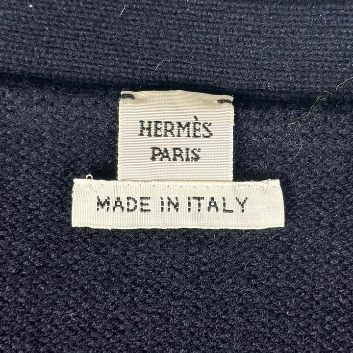 未使用品▲HERMES エルメス 2024SS 4E2721D1 カシミヤ100% セリエボタン ニット ベスト ネイビー 36 イタリア製 正規品 レディース