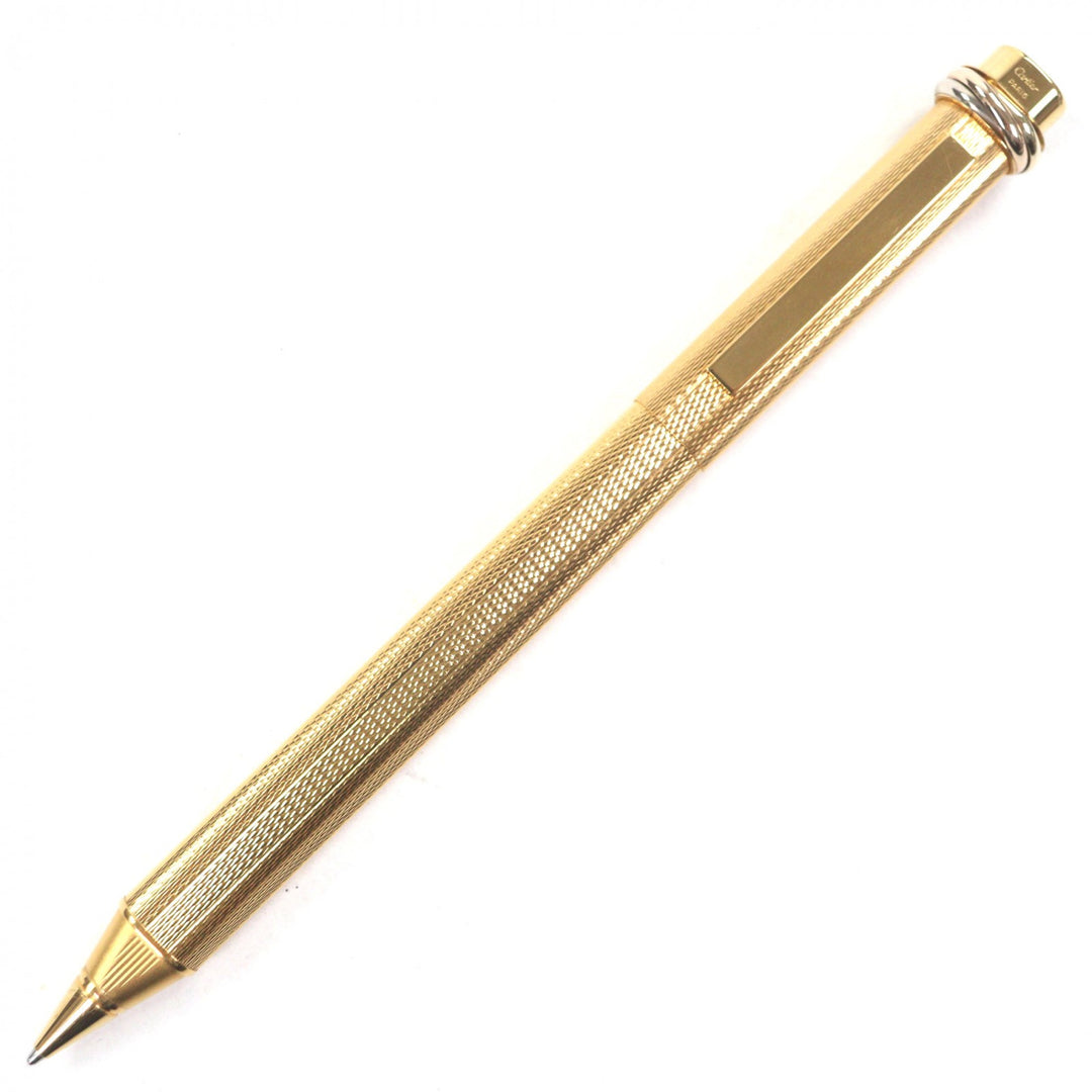 極美品▼Cartier カルティエ ヴィンテージ トリニティ 総柄 キャップ式 ボールペン ゴールド ケース付き メンズ 筆記確認済み
