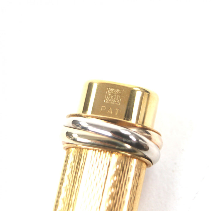 極美品▼Cartier カルティエ ヴィンテージ トリニティ 総柄 キャップ式 ボールペン ゴールド ケース付き メンズ 筆記確認済み