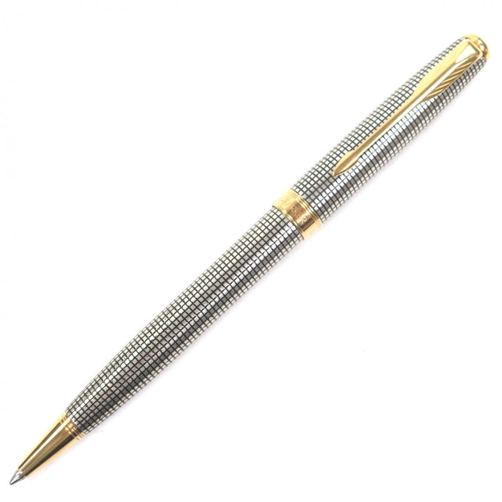 美品▼PARKER パーカー 1931492 ソネット プレミアム シズレGT ツイスト式 ボールペン シルバー ゴールド フランス製 メンズ 筆記確認済