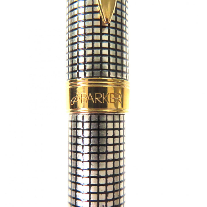 美品▼PARKER パーカー 1931492 ソネット プレミアム シズレGT ツイスト式 ボールペン シルバー ゴールド フランス製 メンズ 筆記確認済