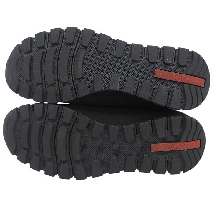 極美品▲PRADA プラダ ニット ロゴデザイン ニットアッパー ソックススニーカー スリッポン ニットスニーカー ブラック 6.5 メンズ