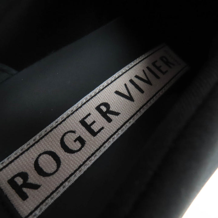 極美品☆ROGER VIVIER ロジェヴィヴィエ VIV RUN ヴィヴ ラン ストラスバックル レザー使い スニーカー ブラック ホワイト 37 イタリア製
