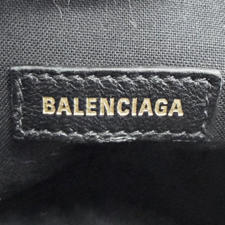 極美品△BALENCIAGA バレンシアガ 806459 モナコ アリーナカーフスキン カメラバッグ チェーン ショルダーバッグ ブラック ゴールド金具