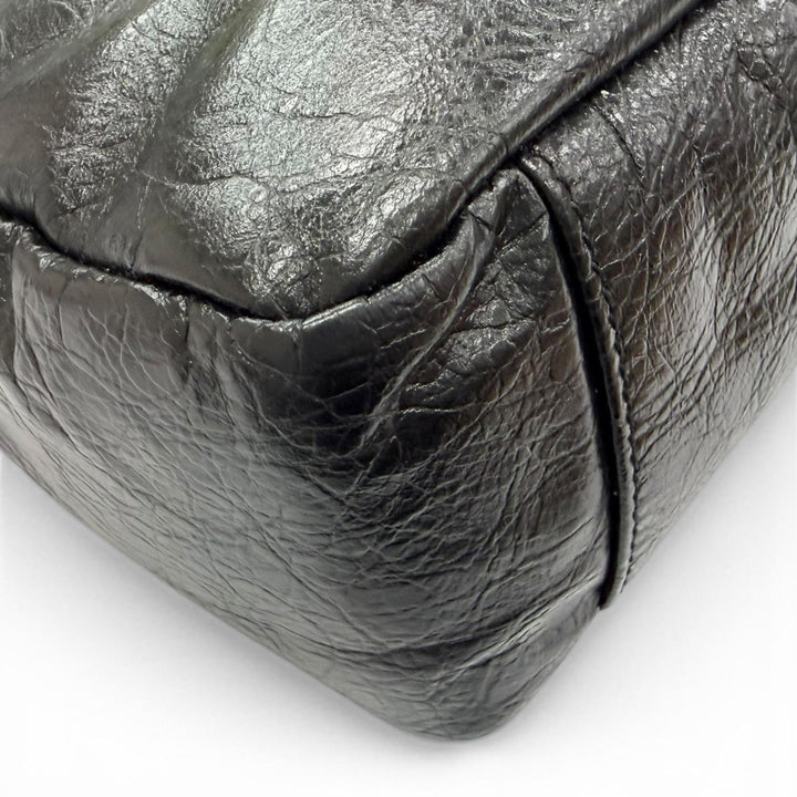 極美品△BALENCIAGA バレンシアガ 806459 モナコ アリーナカーフスキン カメラバッグ チェーン ショルダーバッグ ブラック ゴールド金具