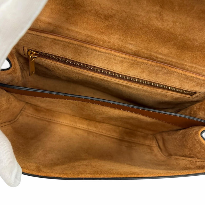 美品☆CELINE セリーヌ 19685 ティーン ソフト 16 セーズ レザー ショルダーバッグ タン ゴールド金具 レディース イタリア製 保存袋付き