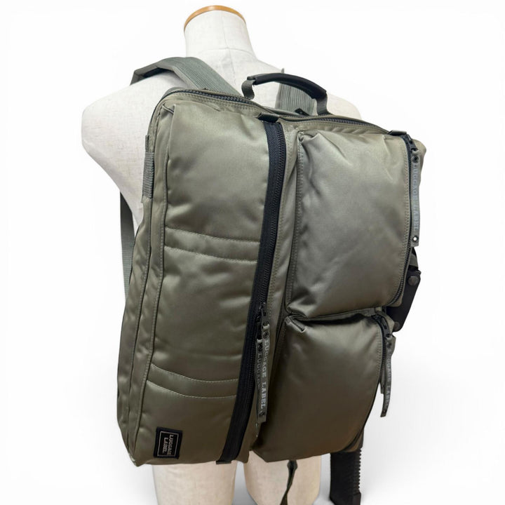 美品□LUGGAGE LABEL ラゲッジレーベル 吉田かばん 953-09255 ZONE 3WAY PACK ブリーフケース バックパック ショルダーバッグ 日本製